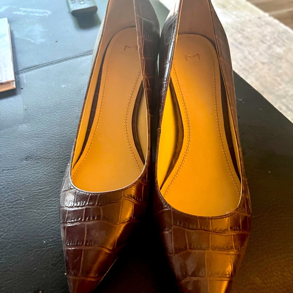 Marc Fiaher brown croc heels.  Size 10